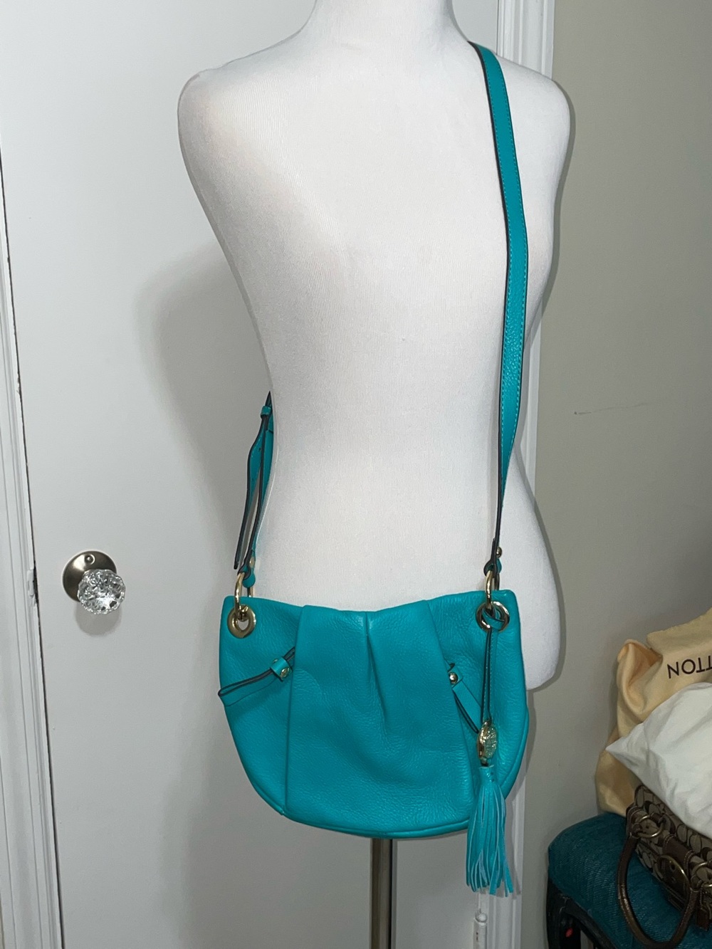Vince Camuto- Teal Leather Tassel Crossbody Bag - Women - Picture 2 of 5
